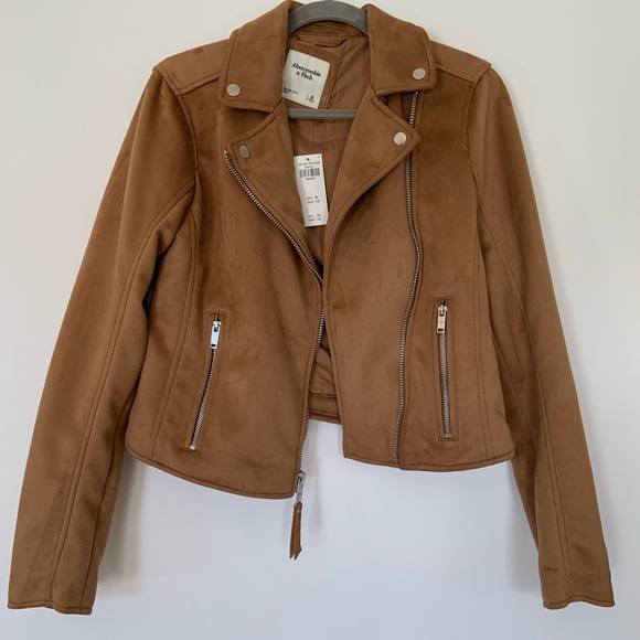 Abercrombie & Fitch Jackets & Blazers - NWT Abercrombie & Fitch Tan Suede-Look Moto Jacket
